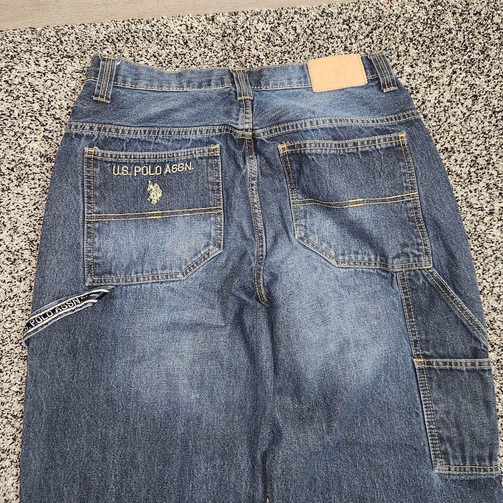 VTG U.S. POLO ASSN Jeans Men 32X32 Blue Stretch Denim Carpenter Baggy Skater Y2K
